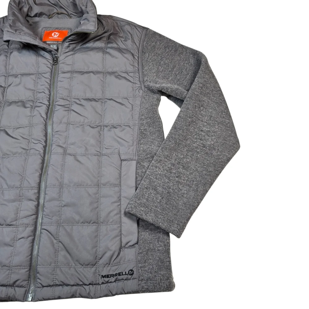 Merrell Men's Performix Wool Blend Gray Quilted Hiking Full Zip Jacket, Size Med